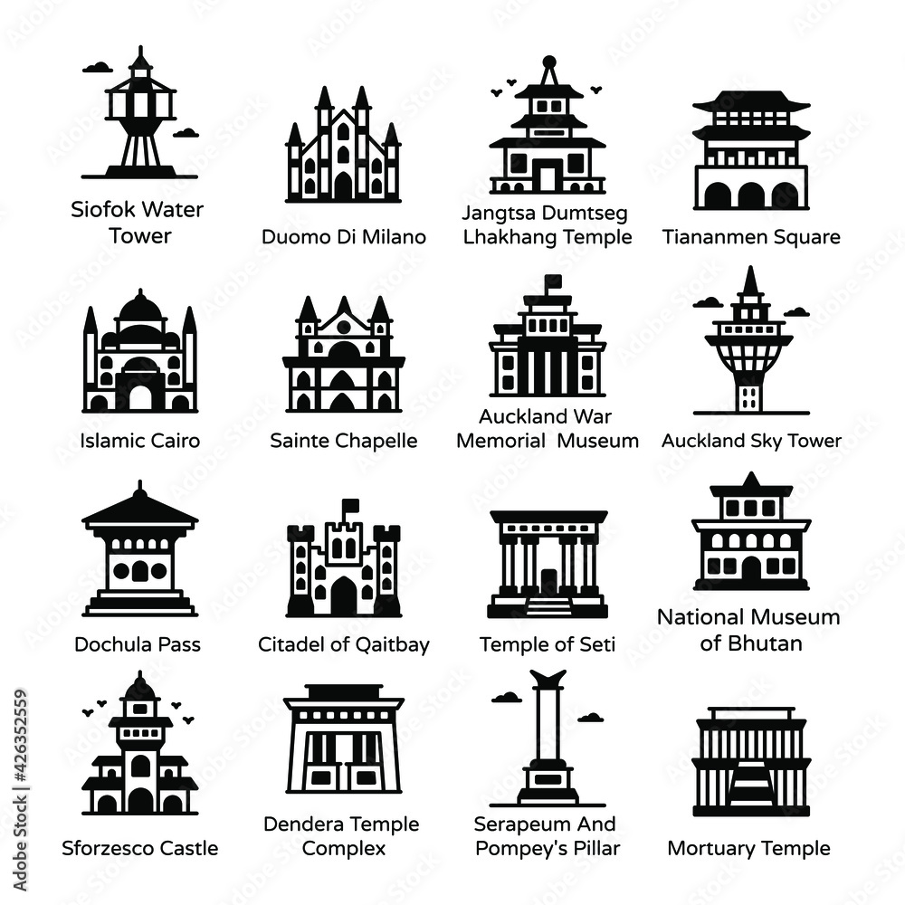 
Solid Icons of Landmarks and Memorials Pack

