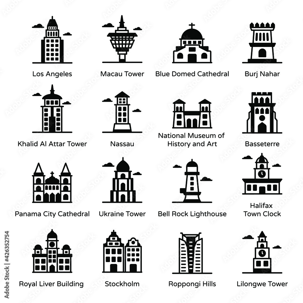 
Solid Icons of Historic Landmarks Pack

