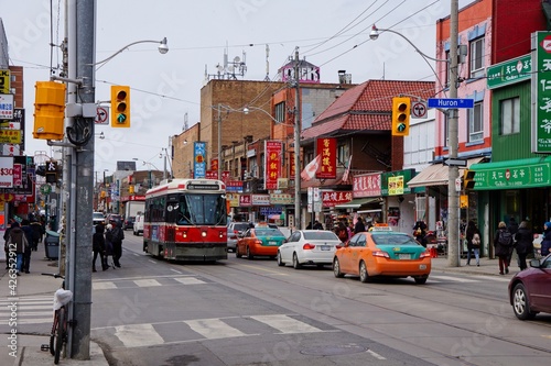 Toronto Canada - 27 March 2015 - Corner Huron Street and Dundas Street in downtown Toronto Ontario