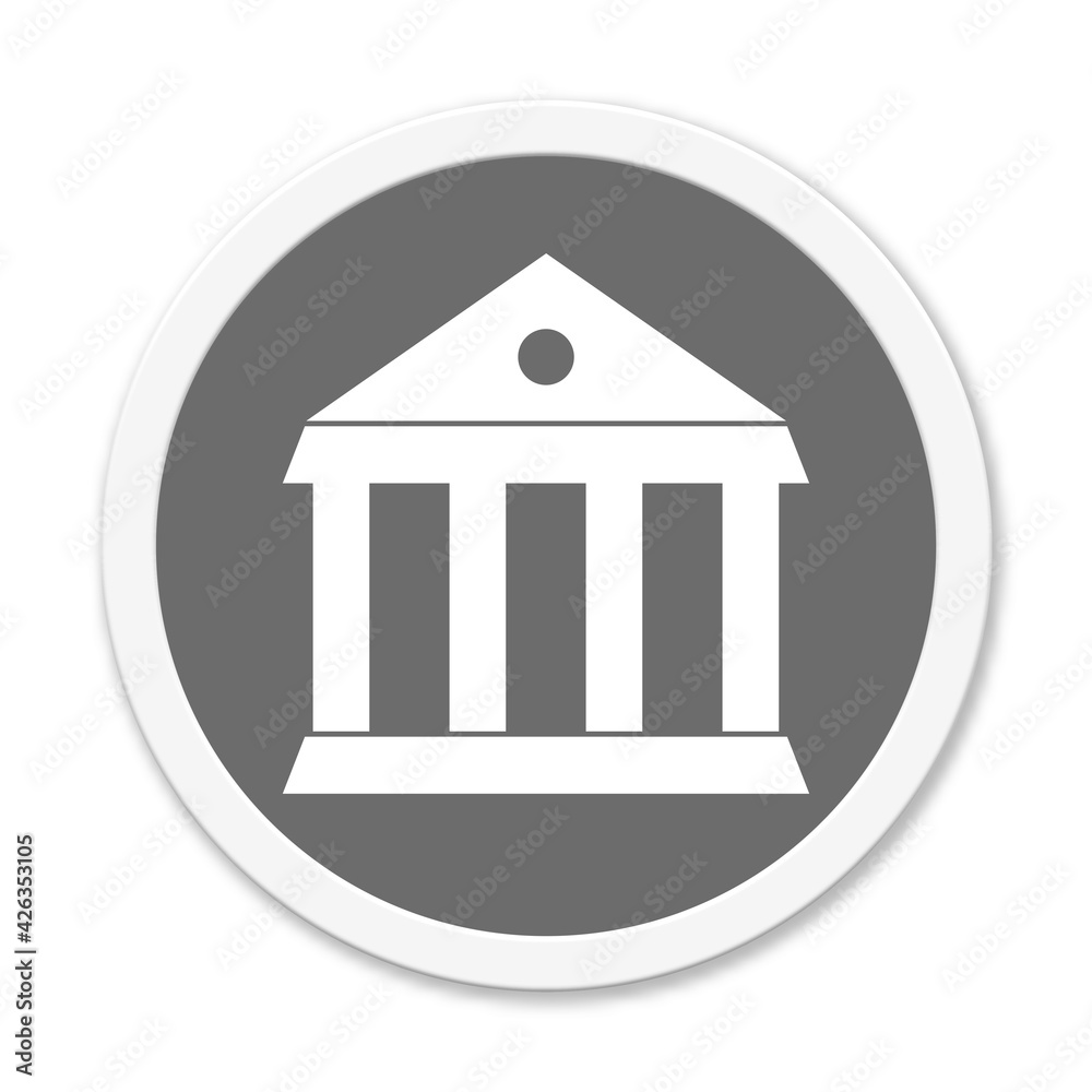 Runder grauer Button zeigt Sehenswürdigkeit, Gericht oder Bibliothek Runder grauer Button zeigt Sehenswürdigkeit, Gericht oder Bibliothek