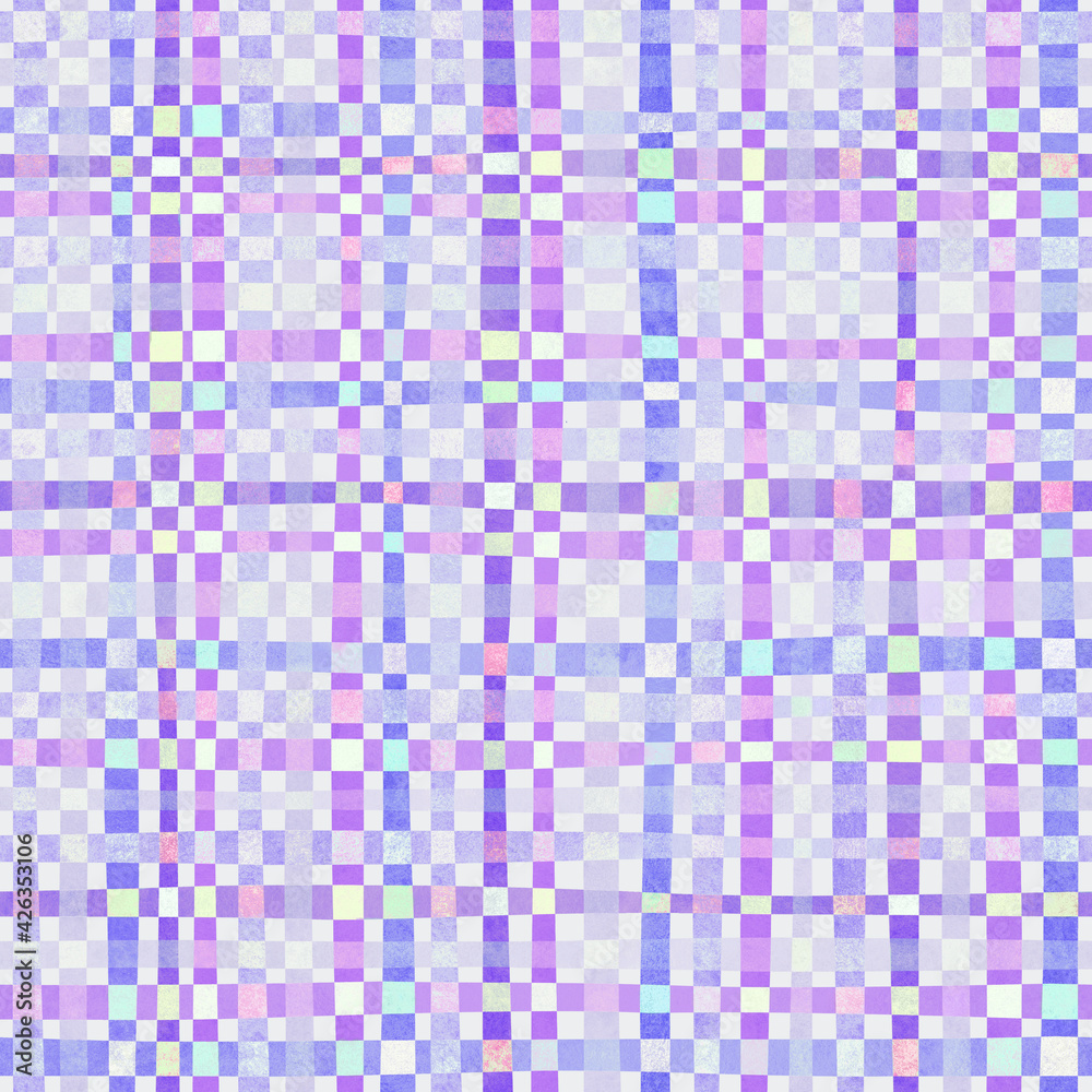 Seamless pattern of watercolor stripes and squares