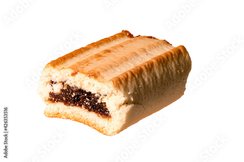 Fig roll biscuit  cookie isolated on plain white background
