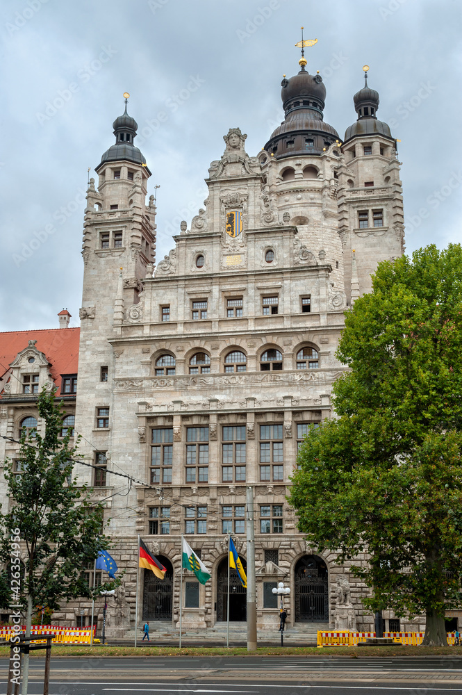 Leipzig, Germany, Saxony, Europe, facade of the new town hall