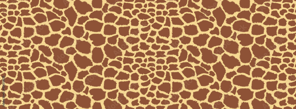 Animal seamless pattern. Giraffe hide. Animal skin texture with brown spots  on a yellow background. Mammal fur. Leather print. Camouflage predator.  Vector illustration. Stock Vector | Adobe Stock