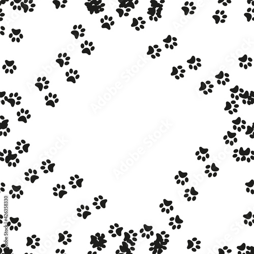 Animal footprint seamless pattern. Footprints of a cat