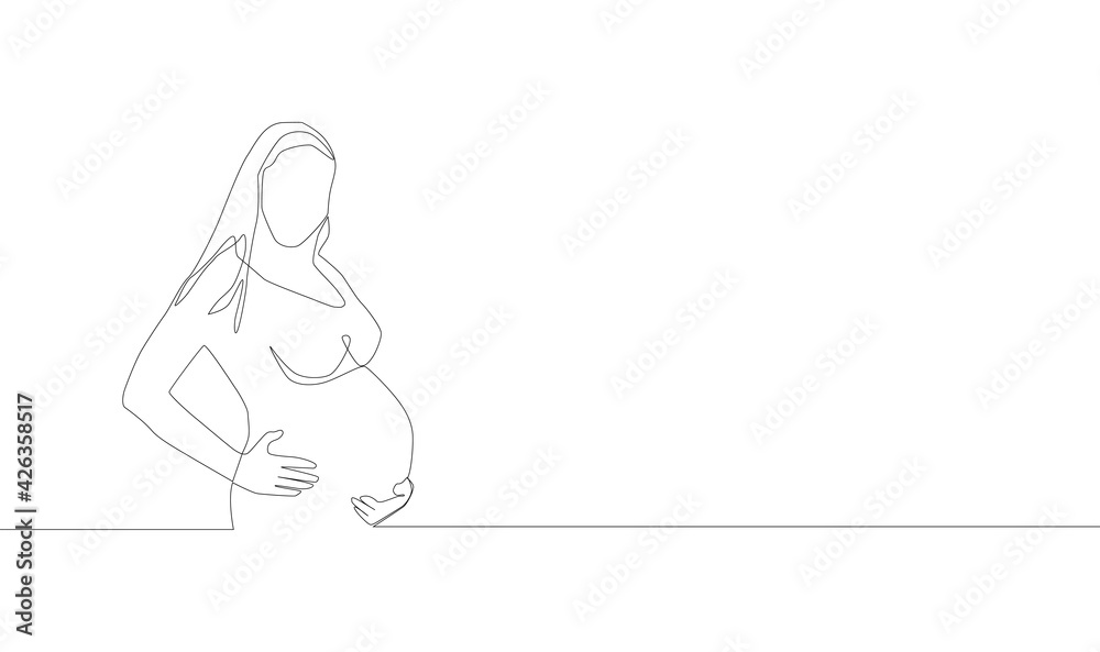 Self, drawing continuous single drawn one line pregnant woman nursing woman hand-drawn picture silhouette. Self, drawing continuous single drawn one line pregnant woman nursing woman hand-drawn picture silhouette.