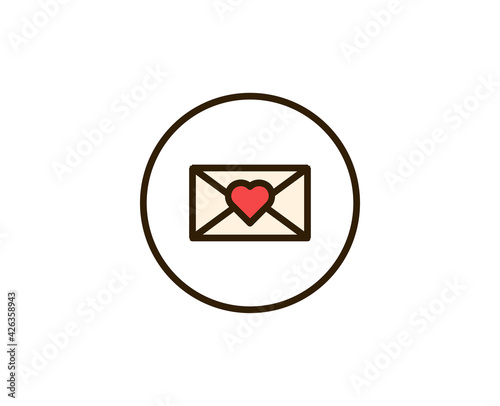 Postcard flat icon. Single high quality outline symbol for web design or mobile app.  Holidays thin line signs for design logo, visit card, etc. Outline pictogram EPS10