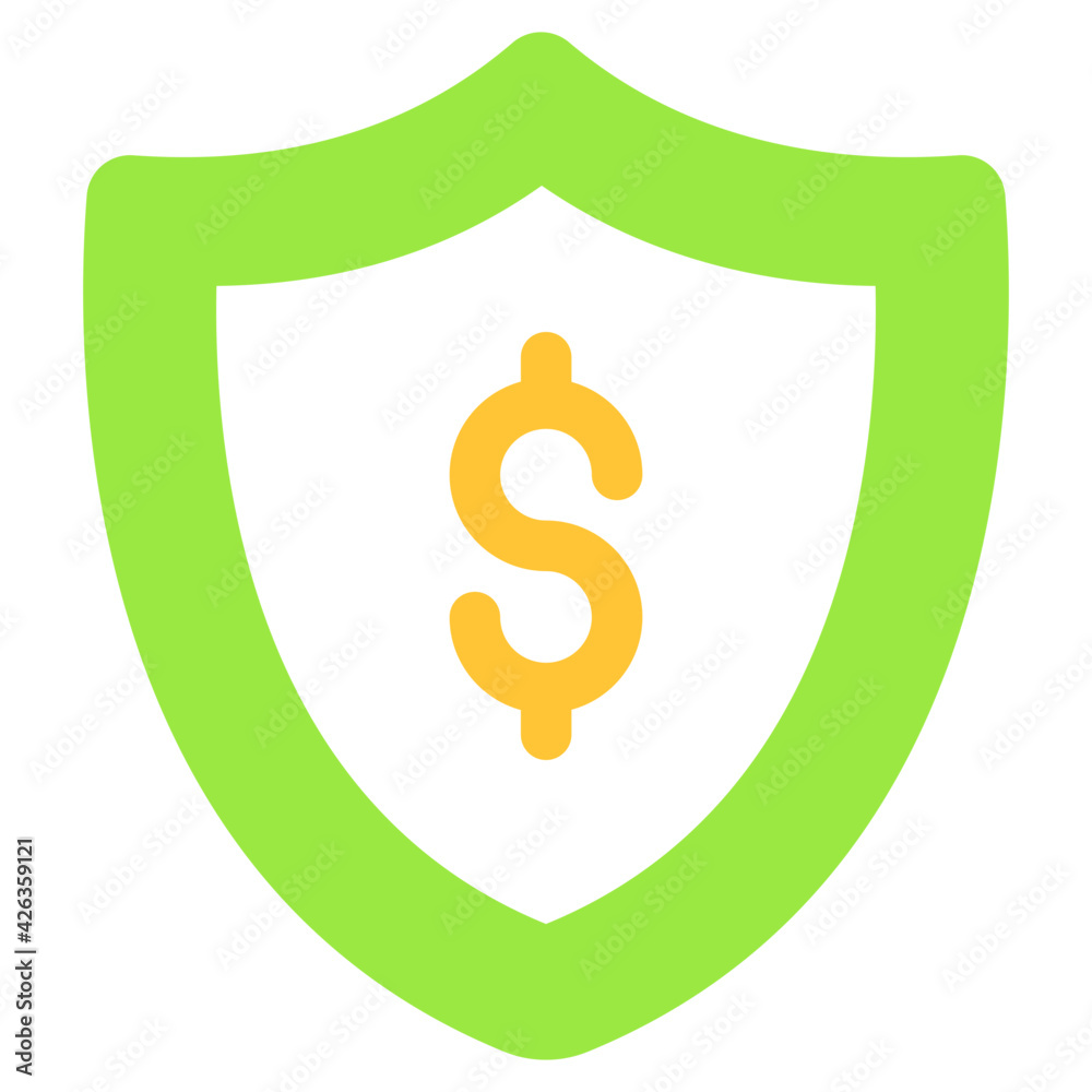 Dollar inside shield, concept of financial security Dollar inside shield, concept of financial security
