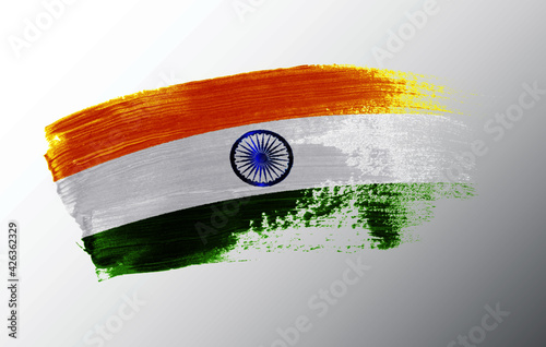 India flag illustrated on paint brush stroke
