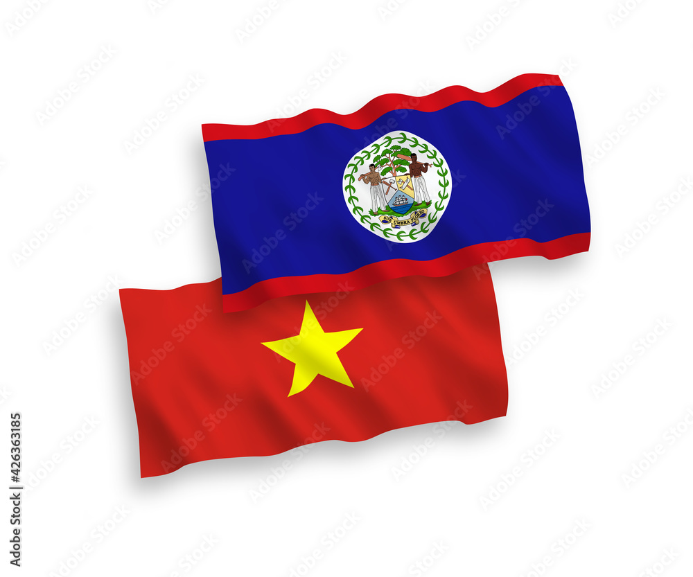 Flags of Belize and Vietnam on a white background Flags of Belize and Vietnam on a white background