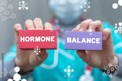 Medical concept of hormone balance. Hormonal therapy. Hormones treatment innovation. photo
