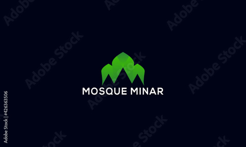 islamic mosque logo vector icon template photo