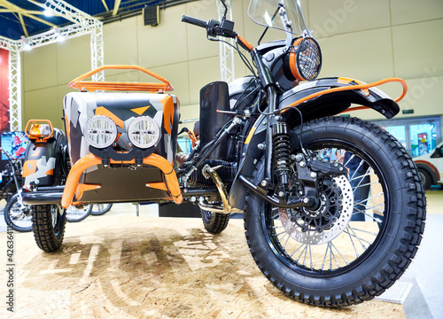 Fototapeta Naklejka Na Ścianę i Meble -  Motorcycle with sidecar in exhibition