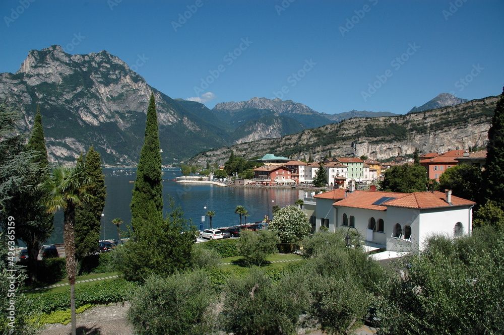 View of Torbole with Lake Garda; Italy; Dolomites
