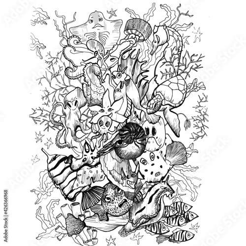 hand drawn coloring book