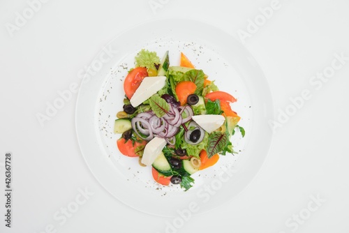 fresh vegetable salad isolated on white background