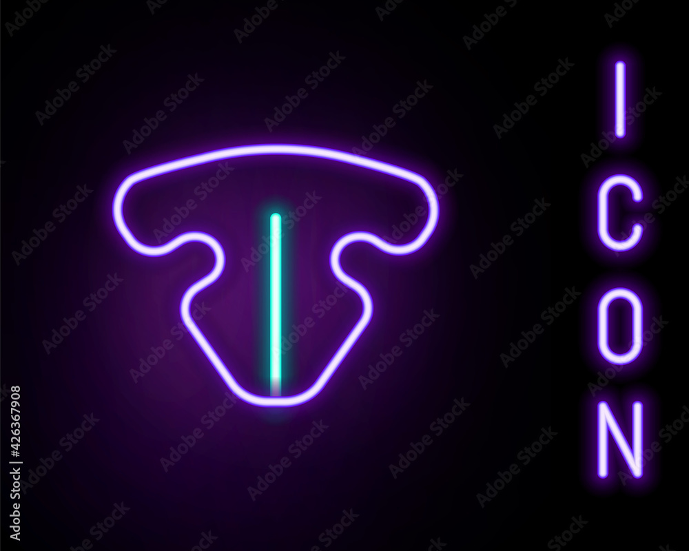 Glowing neon line Cat nose icon isolated on black background. Colorful outline concept. Vector Glowing neon line Cat nose icon isolated on black background. Colorful outline concept. Vector