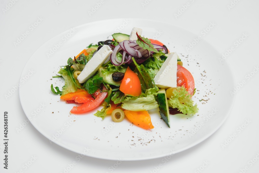 fresh vegetable salad isolated on white background