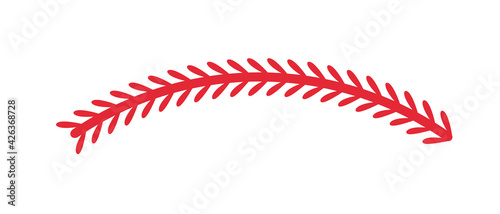 Red stitches of baseball Stitch design for baseball lovers