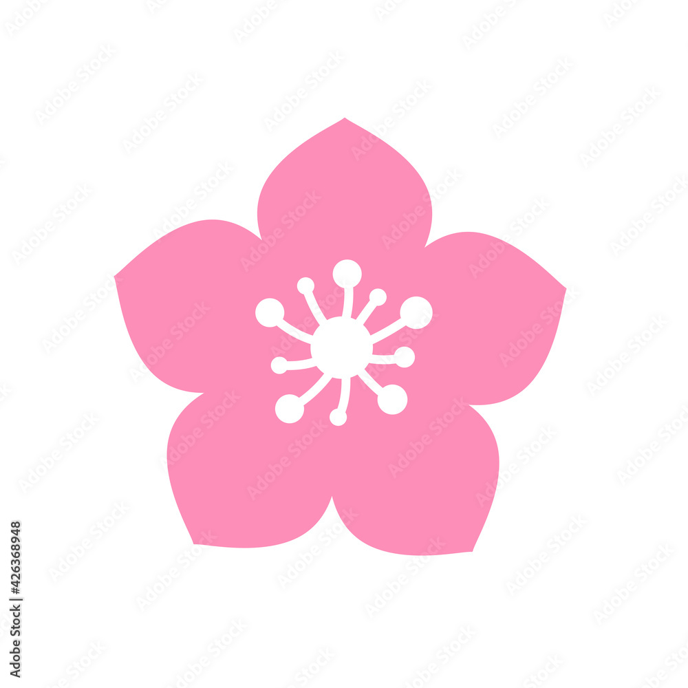 Cherry blossom vector Pink cherry blossoms blooming Isolated on white background Cherry blossom vector Pink cherry blossoms blooming Isolated on white background