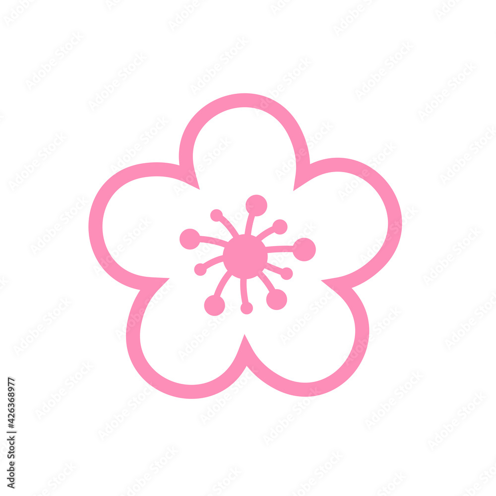 Cherry blossom vector Pink cherry blossoms blooming Isolated on white background Cherry blossom vector Pink cherry blossoms blooming Isolated on white background