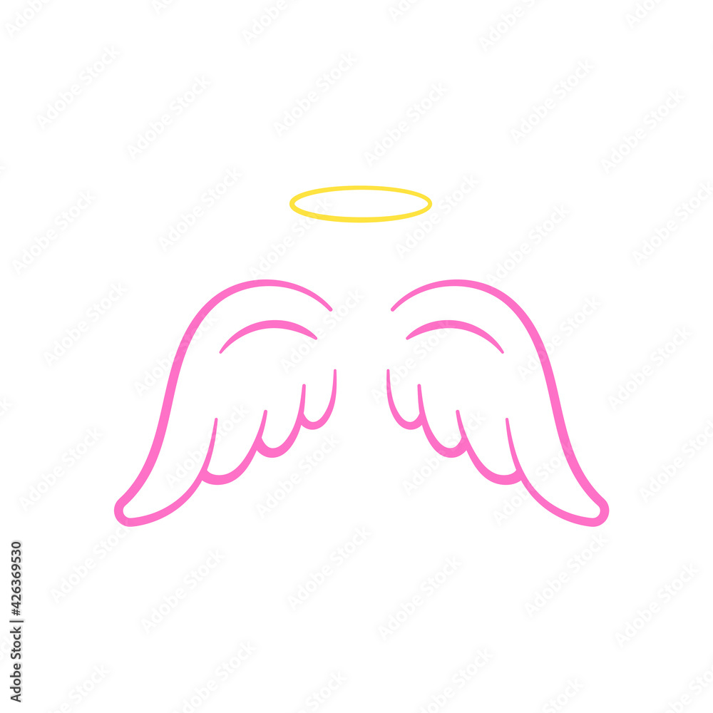 Angel wings design and cute head ring for kids. Isolated on white background Angel wings design and cute head ring for kids. Isolated on white background