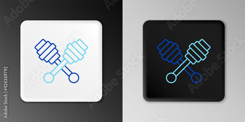 Line Honey dipper stick icon isolated on grey background. Honey ladle. Colorful outline concept. Vector