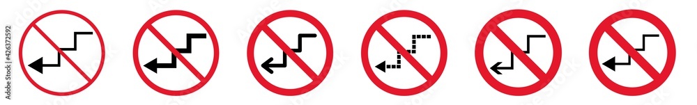 Prohibition Sign Downstairs Forbidden Icon Set | Downstairs Prohibition Signs Prohibited Vector Illustration Logo | Down Stairs Prohibition Sign Isolated Collection Prohibition Sign Downstairs Forbidden Icon Set | Downstairs Prohibition Signs Prohibited Vector Illustration Logo | Down Stairs Prohibition Sign Isolated Collection