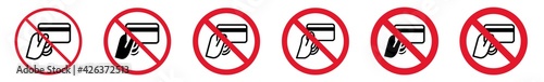 Prohibition Sign Credit Card Forbidden Icon Set | Credit Card Prohibition Signs Prohibited Vector Illustration Logo | Credit Card Prohibition Sign Isolated Collection