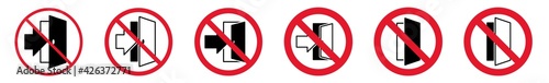 Prohibition Sign No Exit No Entry Forbidden Icon Set | No Entry Prohibition Signs Prohibited Vector Illustration Logo | No Entrance Prohibition Sign Isolated Collection