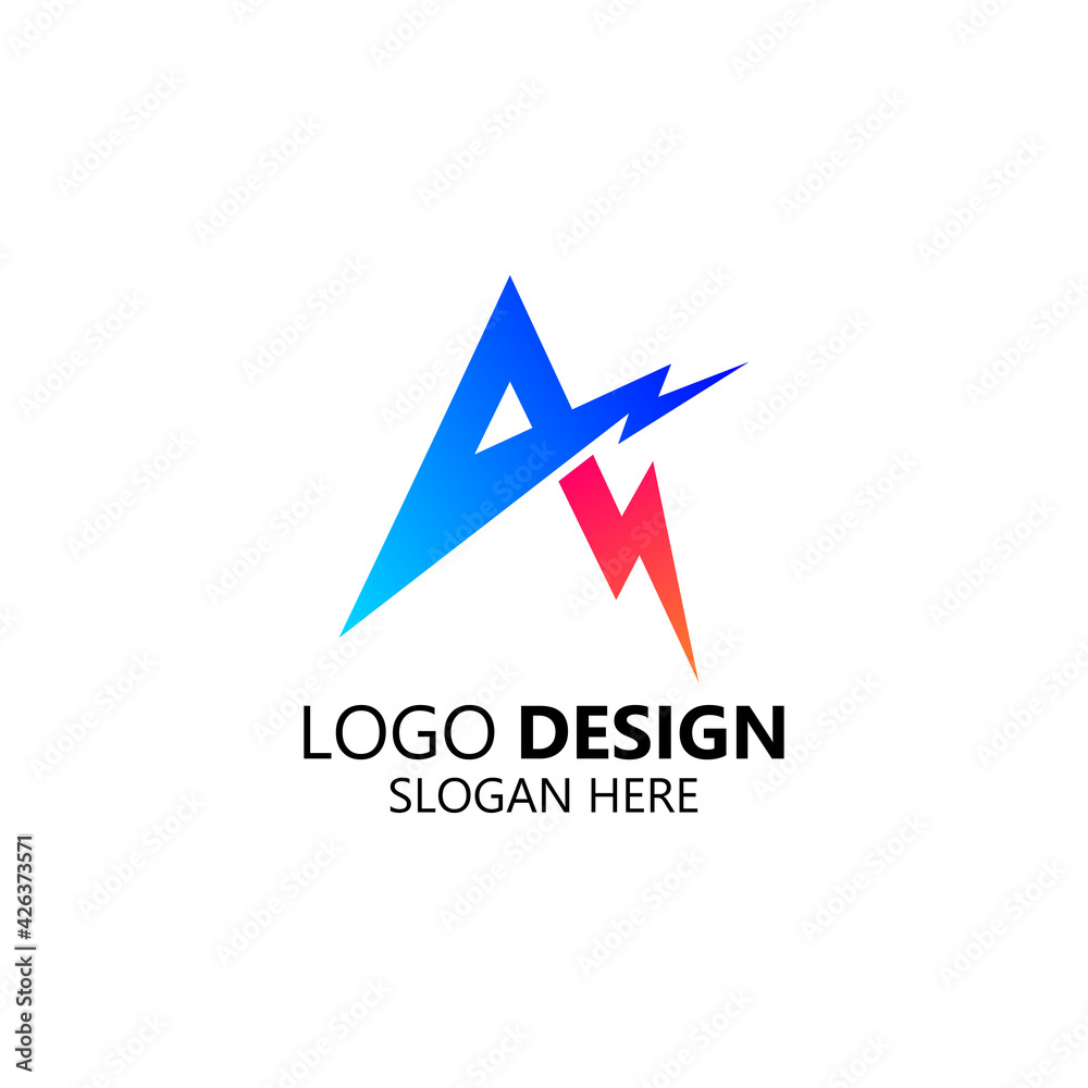 letter A with thunder logo design for your finance and bisness company letter A with thunder logo design for your finance and bisness company
