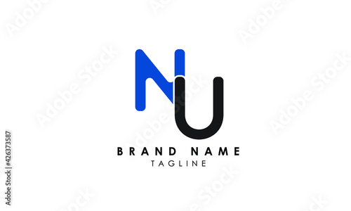 Alphabet letters Initials Monogram logo NU, UN, N and U