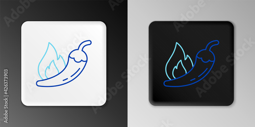 Line Hot chili pepper pod icon isolated on grey background. Design for grocery, culinary products, seasoning and spice package, cooking book. Colorful outline concept. Vector