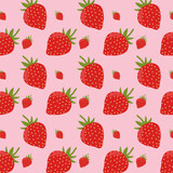 Strawberry Patterns, Red strawberry, Strawberry Backgrounds. Print for packaging, fabrics, wallpapers, textiles. Vector illustration. Exotic fruit fashion print.