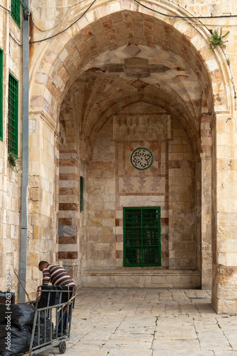 The side door to the Girls School - Medresse on the Temple Mount, in the old city of Jerusalem, in Israel