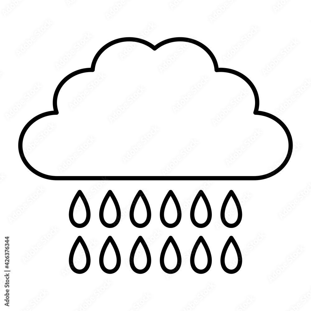 Vector Rain Outline Icon Design Vector Rain Outline Icon Design