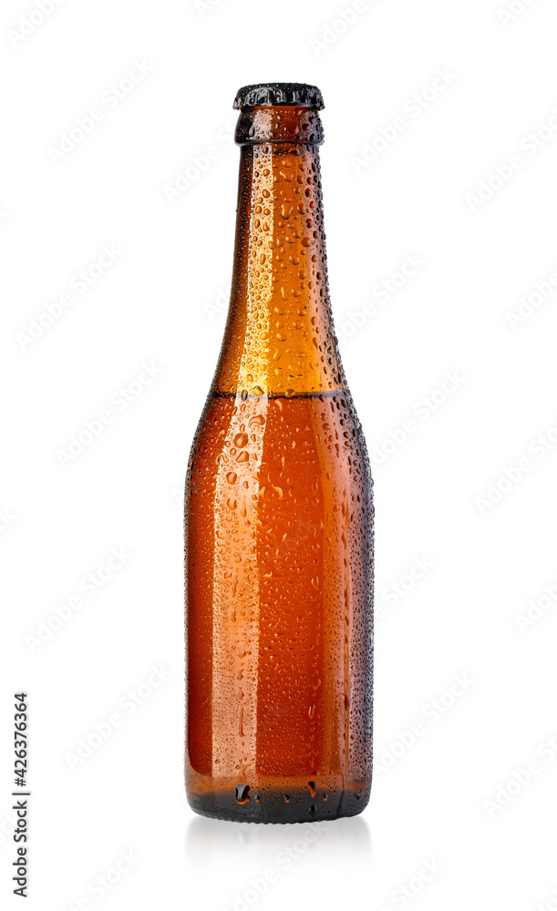 brown beer bottle with drops