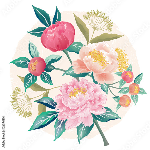 Vector illustration of floral bouquet in spring. Design for cards, party invitation, Print, Frame Clip Art and Business Advertisement and Promotion 