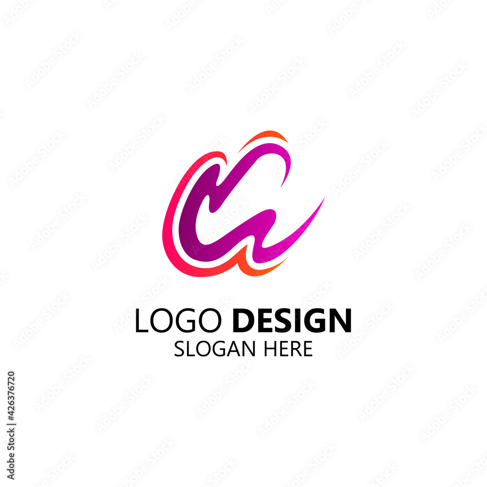 letter C with wave logo design