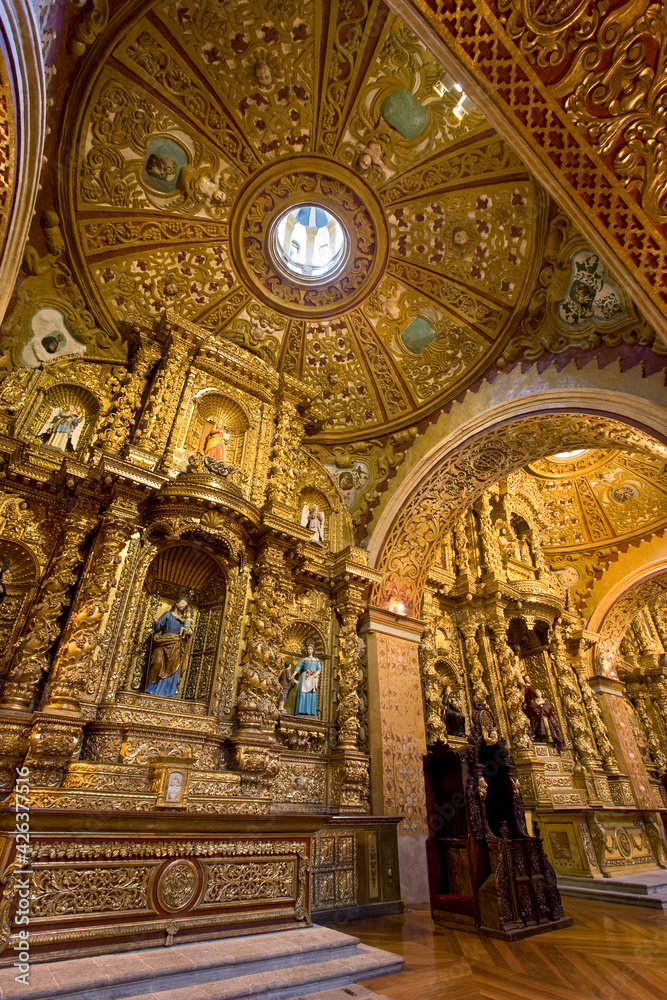 Interior of La Compania Jesuit Church - Quito - Ecuador