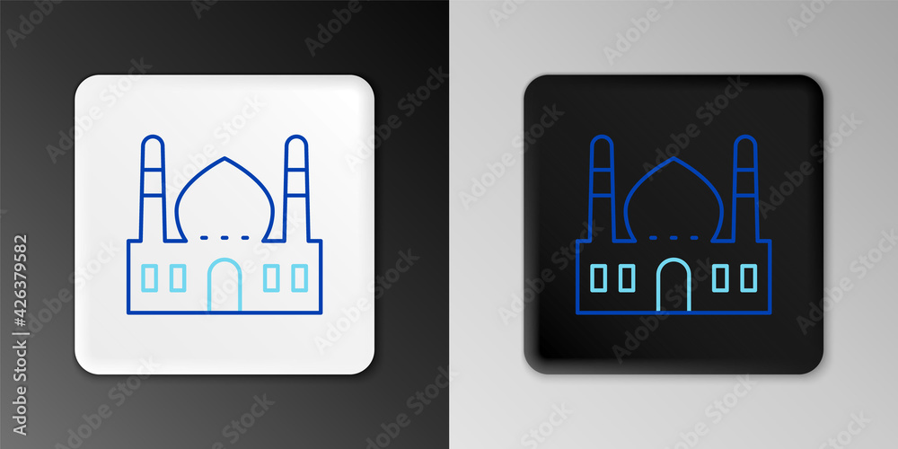 Line Muslim Mosque icon isolated on grey background. Colorful outline concept. Vector Line Muslim Mosque icon isolated on grey background. Colorful outline concept. Vector
