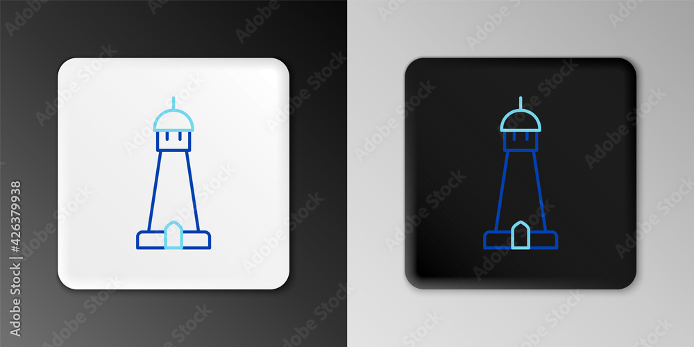 Line Mosque tower or minaret icon isolated on grey background. Colorful outline concept. Vector Line Mosque tower or minaret icon isolated on grey background. Colorful outline concept. Vector