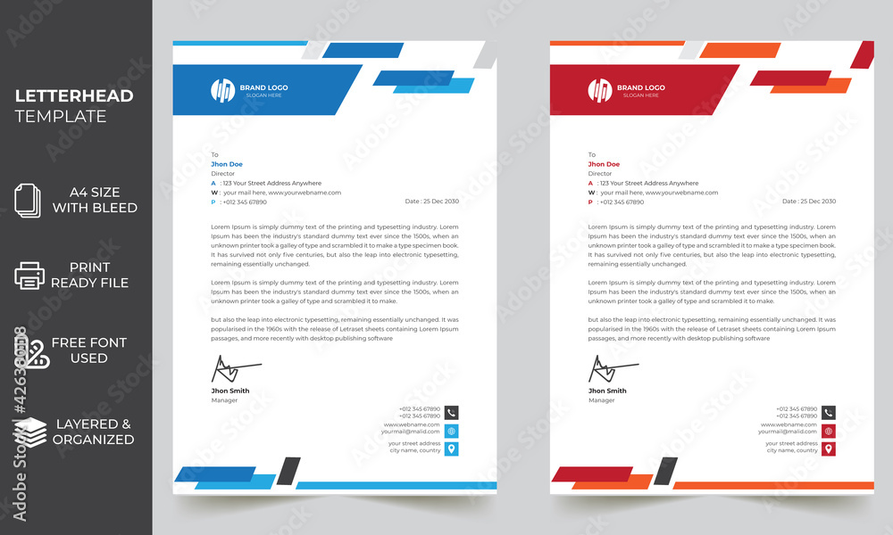 Modern Professional Letterhead Design Template Print Ready fully editable Letterhead Template 