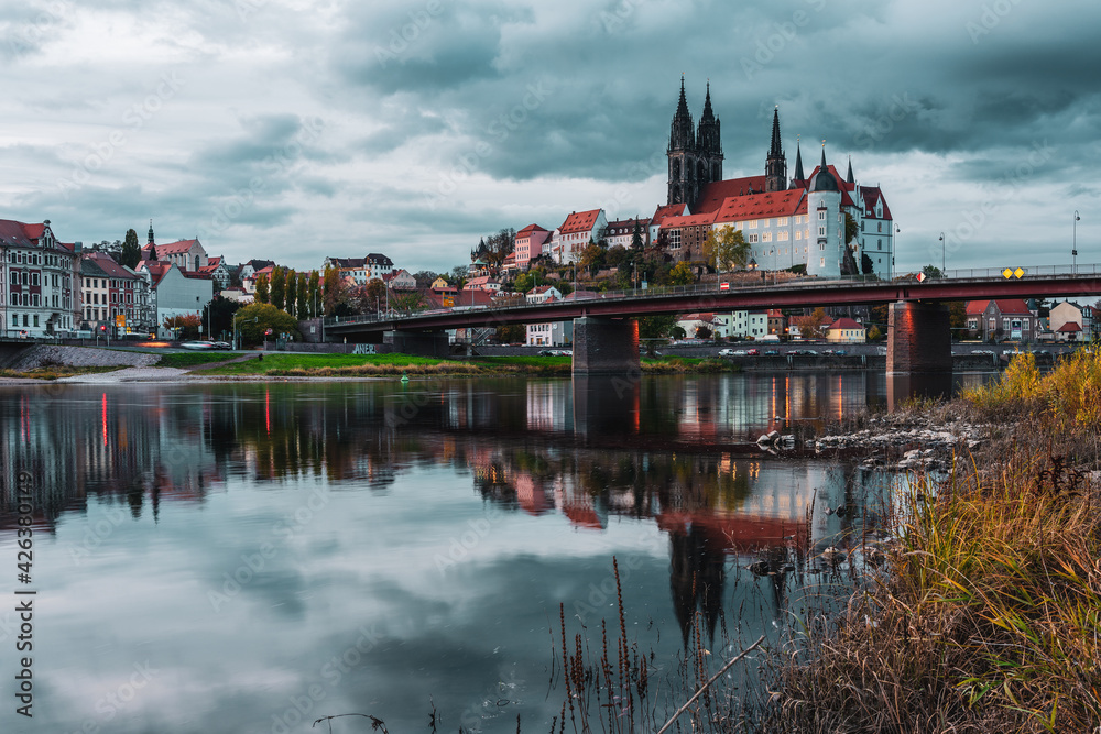 View of Meissen with Castle Hill, Cathedral and Albrechtsburg, Germany.