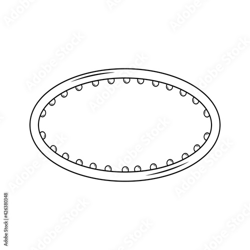 Fitness hoop for slim figure, black contour isolated vector flat style icon