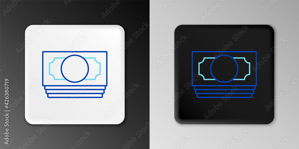 Line Stacks paper money cash icon isolated on grey background. Money banknotes stacks. Bill currency. Colorful outline concept. Vector