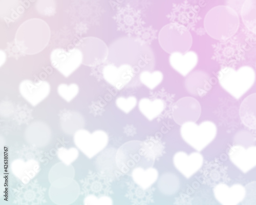 Romantic textured backdrop with space. Abstract festive blur bright pink pastel background with pink hearts love bokeh