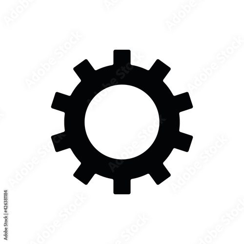 Gear set. Black gear wheel icons on white background. Vector illustration.