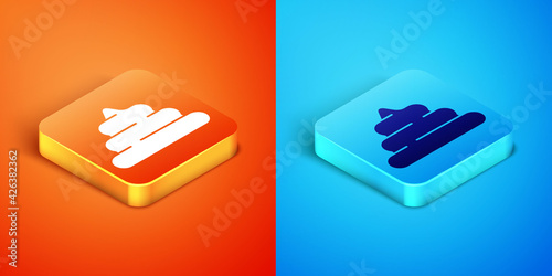 Isometric Shit icon isolated on orange and blue background. Vector