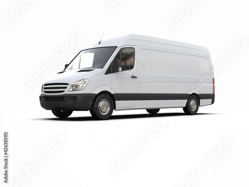 Photo White Commercial Delivery Truck isolated on White Background